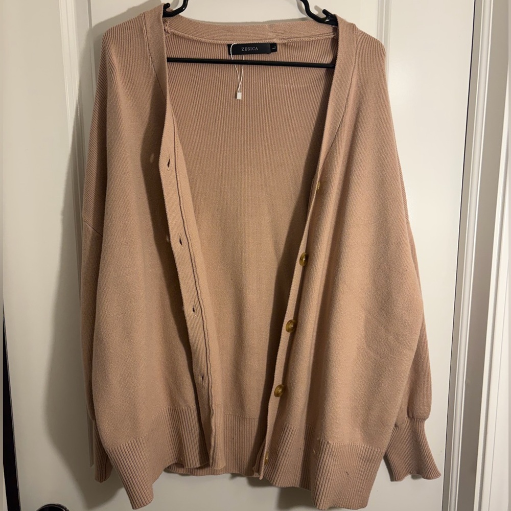 Women's Beige Button-Up Cardigan